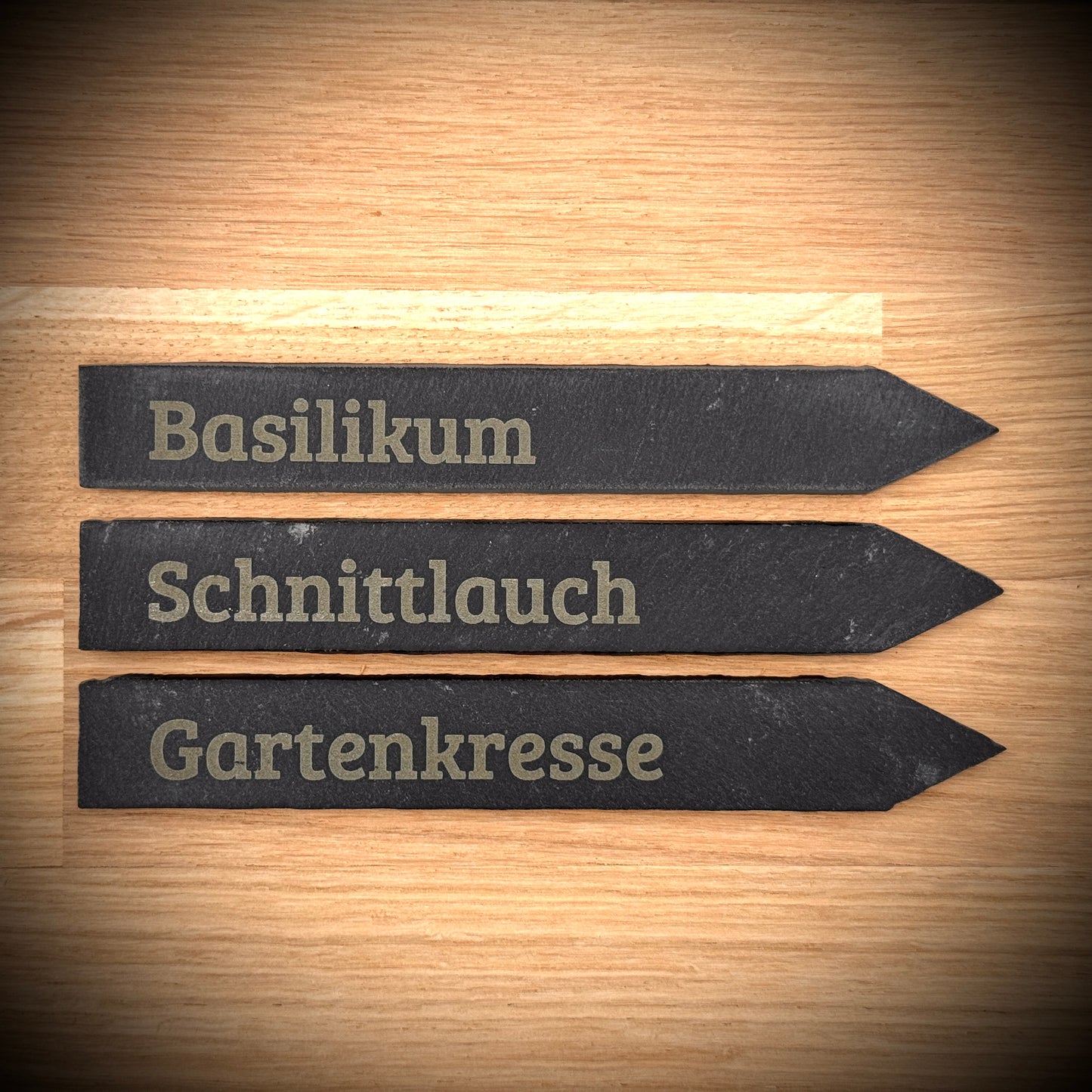3er-Set „Kinderleicht“ – Schiefer-Pflanzenstecker