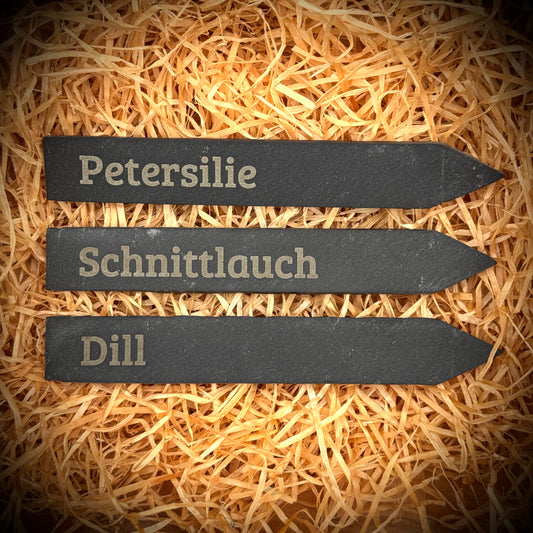 3er-Set „Gartenbasis“ – Schiefer-Pflanzenstecker