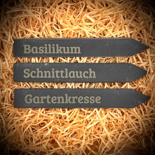 3er-Set „Kinderleicht“ – Schiefer-Pflanzenstecker