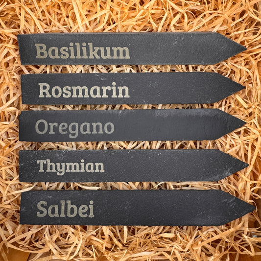 5er-Set „Italienischer Garten“ – Schiefer-Pflanzenstecker