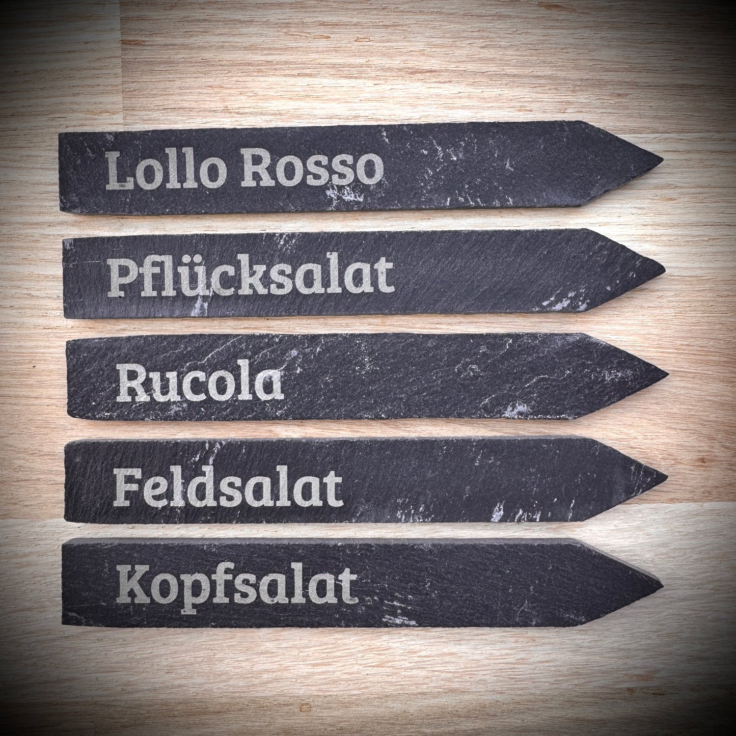 5er-Set „Knackig & Grün“ – Schiefer-Pflanzenstecker