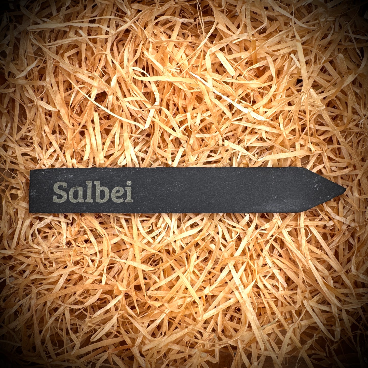 PlantPebbles Einzelstück Schieferstecker mit Lasergravur „Salbei“